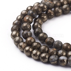 Natural Pyrite Beads Strands&nbsp;G-G839-01-4mm