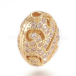 Brass Micro Pave Cubic Zirconia Beads&nbsp;ZIRC-F062-21G