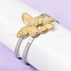 Two-Tone 304 Stainless Steel Cuff Bangles for Women&nbsp;BJEW-Z170-01GP-01