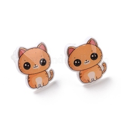 Acrylic Cat Stud Earrings with Platic Pins for Women&nbsp;EJEW-F293-04D