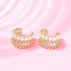 Brass Micro Pave Clear Cubic Zirconia Cuff Earrings&nbsp;EJEW-C186-01B-G