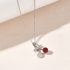 Brass & Cubic Zirconia Pendant Necklaces&nbsp;SA-CBA7E55-03P-01