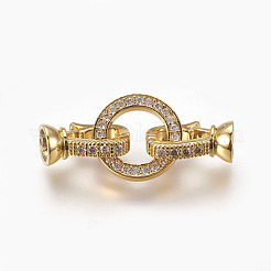 Brass Micro Pave Cubic Zirconia Fold Over Clasps&nbsp;KK-P164-14