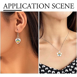 40Pcs 4 Styles CCB Plastic with Resin Colorful Stripe Pendants&nbsp;PALLOY-YW00188
