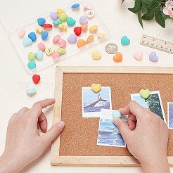 55Pcs 11 Colors Heart Pattern Plastic & Iron Push Pins Set&nbsp;AJEW-AR00004