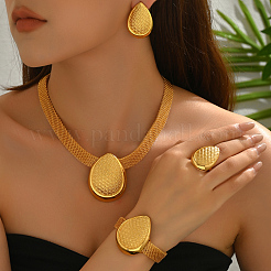 Alloy Teardrop Bracelets & Earrings & Necklaces & Rings Sets for Women&nbsp;JF6681