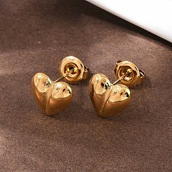 304 Stainless Steel Heart Stud Earrings&nbsp;EJEW-I320-24G-03