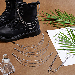6Pcs Tri-Layers 304 Stainless Steel Boot Strap Chains&nbsp;HJEW-UN00111