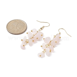 Natural Rose Quartz Chips Dangle Earrings&nbsp;EJEW-JE05266-03