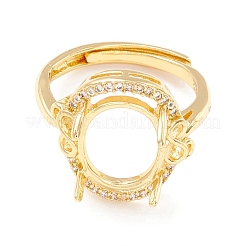Brass Cubic Zirconia Adjustable Solitaire Ring Components&nbsp;KK-K266-10G