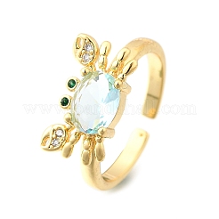 Ocean Theme Brass Micro Pave Cubic Zirconia Cuff Rings for Women&nbsp;RJEW-F184-17F-G