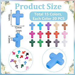 300Pcs 15 Colors Opaque Acrylic Beads&nbsp;SACR-UN0001-04
