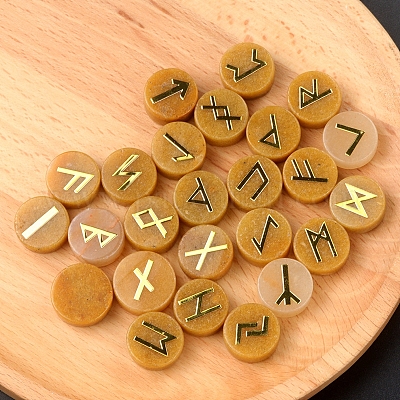 Tobaz Rune Wholesale Tumbled Natural Topaz Jade with Carved Rune Words - Pandahall.com