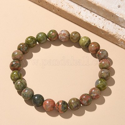 Natural Unakite Bead Stretch Bracelets&nbsp;BJEW-K212-B-006-1