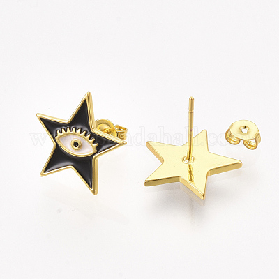 Brass Stud Earrings&nbsp;EJEW-S201-189B-1