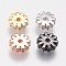 Brass Micro Pave Cubic Zirconia Beads, Cadmium Free & Lead Free, Gear, Mixed Color, 6.5x2.5mm, Hole: 1mm