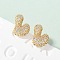 Brass Micro Pave Cubic Zirconia Stud Earrings, Pave Cluster Earring, Rack Plating, Long-Lasting Plated, Real 18K Gold Plated, Letter L, 13x9.5mm