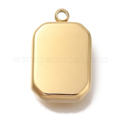 Ion Plating(IP) 304 Stainless Steel Pendants, Rectangle Charm, Real 18K Gold Plated, 15x9.5x3.5mm, Hole: 1.4mm