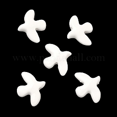 Handmade Porcelain Beads, Peace Dove, Bright Glazed Porcelain, White, 17~17.5x13.5~14x4.5~5mm, Hole: 1.6~1.8mm