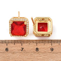 Brass Micro Pave Cubic Zirconia Stud Earrings for Women&nbsp;EJEW-F418-14G