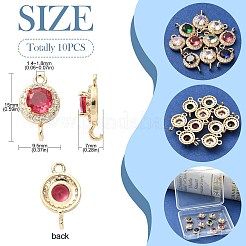 10Pcs Light Gold Plated Brass Pave Cubic Zirconia Connector Charms&nbsp;KK-CJ0002-26