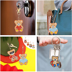 DIY 4Pcs Bear Diamond Painting Keychain Kits&nbsp;DIY-SC0016-89