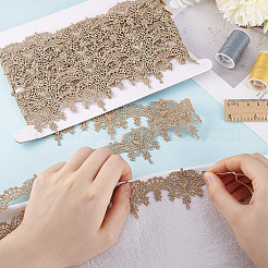 5 Yards Metallic Yarn Flower Lace Trim Ribbons&nbsp;SRIB-HY0001-07B
