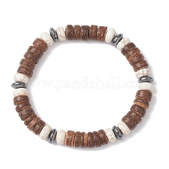 2Pcs Natural Coconut & Synthetic Turquoise Beads Stretch Bracelets for Men Women&nbsp;BJEW-JB12498