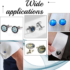 16Pcs 4 Styles 304 Stainless Steel Cuff Button&nbsp;STAS-SC0008-91