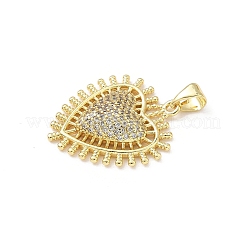 Brass Micro Pave Clear Cubic Zirconia Pendants&nbsp;KK-B141-36G