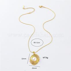 3Pcs Stainless Steel Pave Imitation Pearl Spiral Pendant Necklaces for Women&nbsp;KB7887