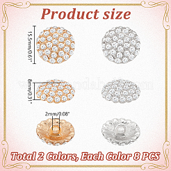 16Pcs 2 Colors 1-Hole Alloy Rhinestone Shank Buttons&nbsp;BUTT-GA0001-17