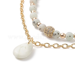 2Pcs 2 Style Natural New Jade Teardrop Pendant Necklaces Set&nbsp;NJEW-JN04079