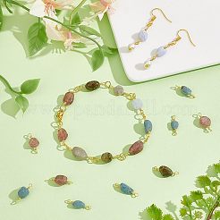 24Pcs 3 Styles Natural Labradorite & Blue Lace Agate & Strawberry Quartz Chip Links Connectors&nbsp;G-PH0002-59