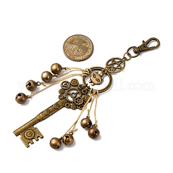 Alloy Cat Head & Brass Bell & Key Pendant Decorations&nbsp;HJEW-JM04094