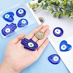 8Pcs 4 Style Handmade Evil Eye Lampwork Pendants&nbsp;LAMP-FH0001-04
