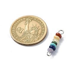7 Chakra Gemstone Beaded Connector Charms&nbsp;PALLOY-JF02531-01