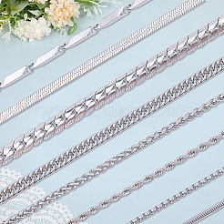 8Pcs 8 Styles Stainless Steel Chain Necklace Sets&nbsp;NJEW-SC0001-61