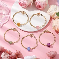 Electroplated Hexagon Prism Natural Quartz Link Bracelets&nbsp;BJEW-JB10753