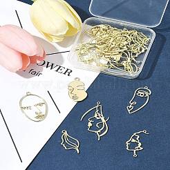 24Pcs 6 Styles Alloy Open Back Bezel Pendants&nbsp;FIND-FS0003-36