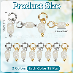 30Pcs 2 Colors Natural Cultured Freshwater Pearl Rice Charms&nbsp;PALLOY-AR00041