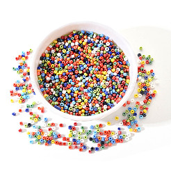 8/0 Opaque Colors Rainbow Plated Round Glass Seed Beads&nbsp;SEED-YW0001-13