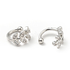 Clear Cubic Zirconia Leaf Cuff Earrings&nbsp;EJEW-G295-11P