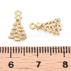 Christmas Theme Brass Micro Pave Clear Cubic Zirconia Pendants&nbsp;KK-T073-19G