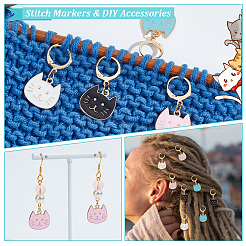 Alloy Enamel Cat Head Pendant Locking Stitch Markers&nbsp;HJEW-AB00080