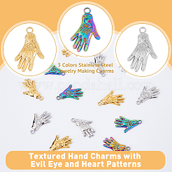 24Pcs 3 Colors 304 Stainless Steel Pendants&nbsp;STAS-DC0013-12