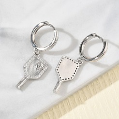 Brass Micro Pave Cubic Zirconia Dangle Hoop Earrings for Women&nbsp;EJEW-A168-04P