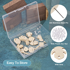 32Pcs 8 Style Ash Wood Stud Earring Findings&nbsp;EJEW-TA0001-16V
