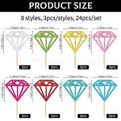Paper & Glitter Sequins Cake Toppers with Bamboo Stick&nbsp;DIY-WH20087-008