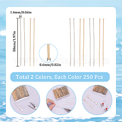 500Pcs 2 Colors 304 Stainless Steel Flat Head Pins&nbsp;STAS-SC0005-49